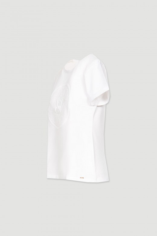 Tee-shirt en coton logo sequins coeur