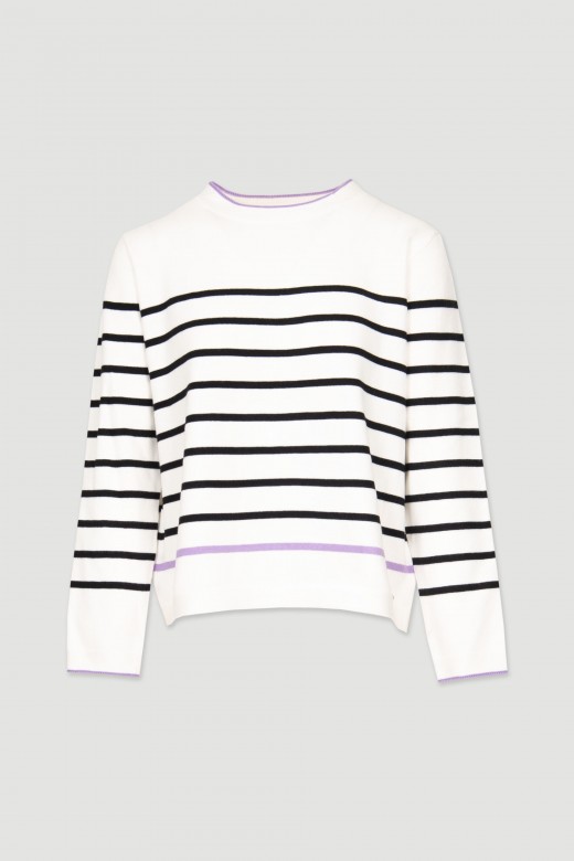 Contrast striped knit sweater