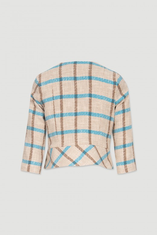 Square pattern cropped jacket