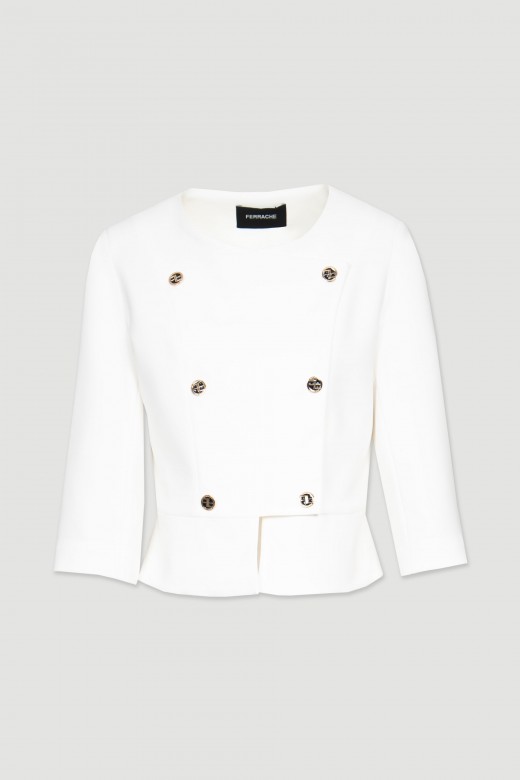 Cropped straight cut jacket with buttons