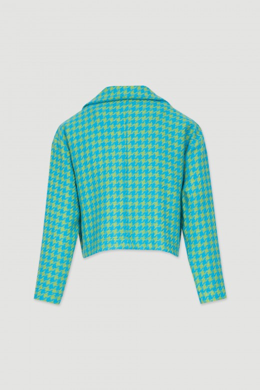 Veste courte pied-de-poule avec poches