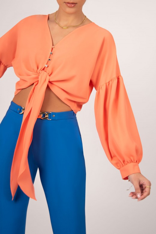 Cropped blouse with bow