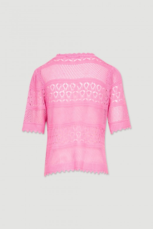 Knit sweater with perforations patterns