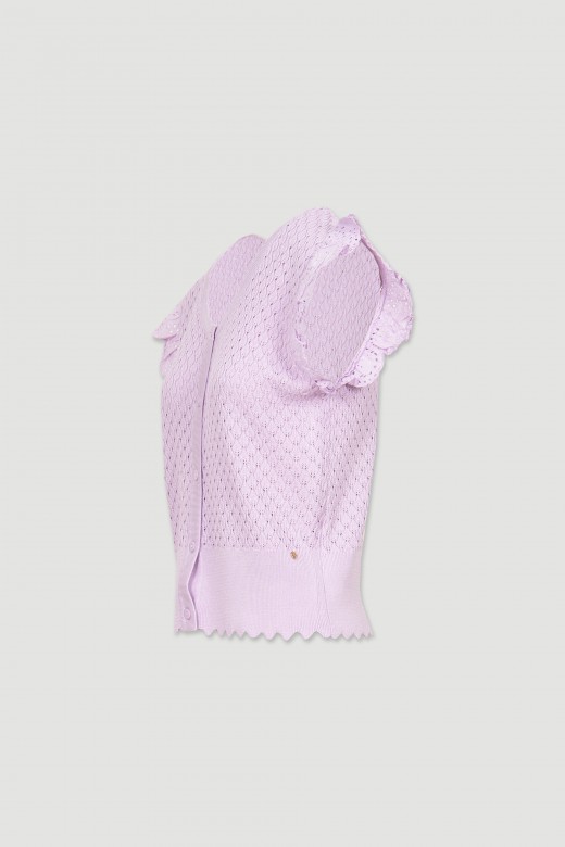 Knit shirt with frills