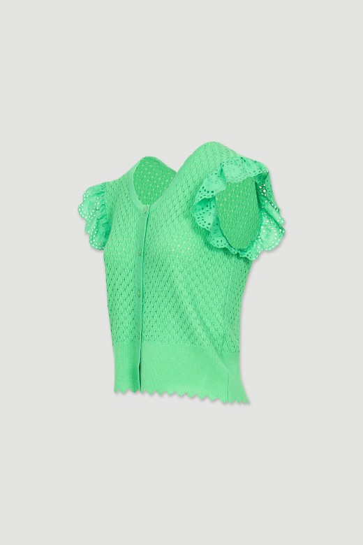 Knit shirt with frills