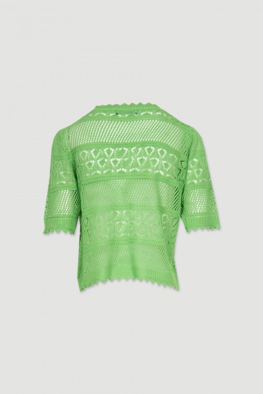 Knit sweater with perforations patterns