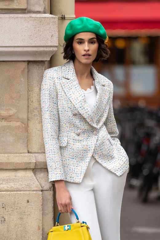 Double breasted blazer with sequins