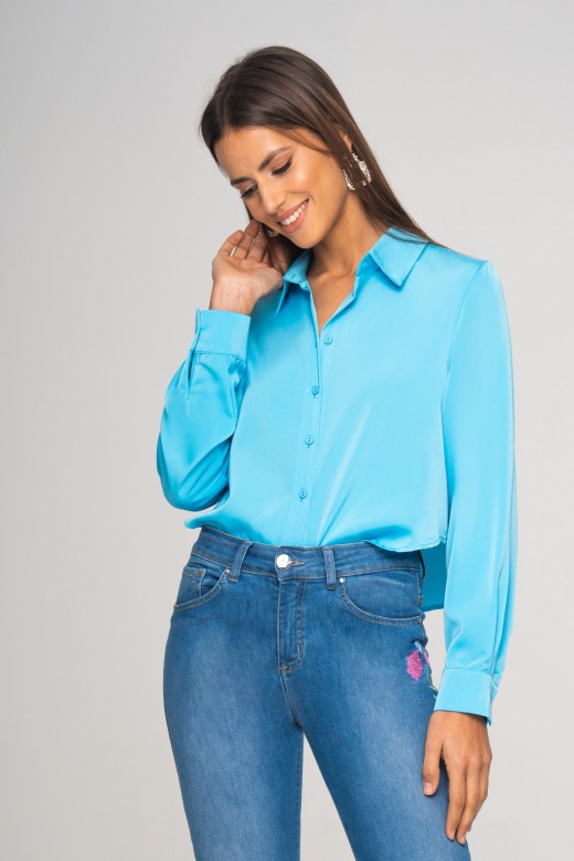 Chemise courte en satin