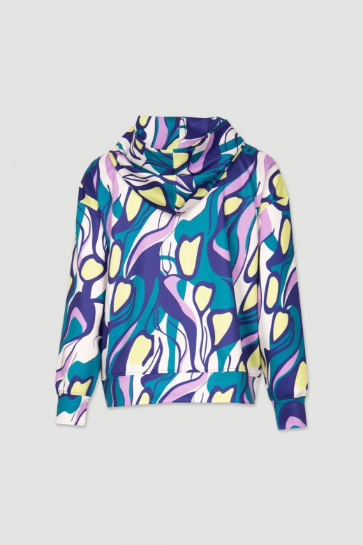 Abstract pattern hooded sweatshirt