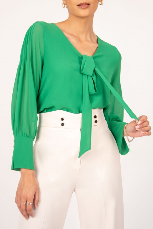 Blouse neckline with bow