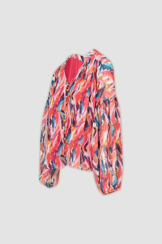 Abstract pattern flowy blouse