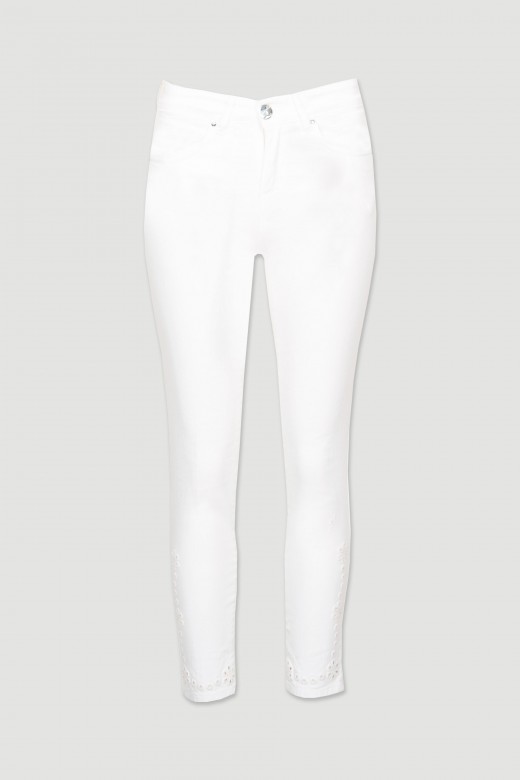 Pantalon en coton brod perfor
