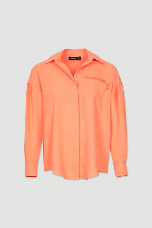 Button up shirt pocket with zipper