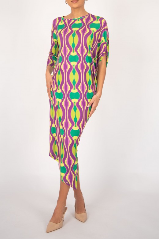 Abstract pattern asymmetrical dress