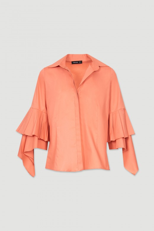 Chemise en coton  manches volantes