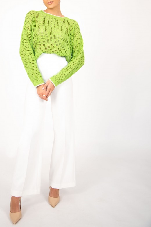 Jersey de punto perforaciones con raya a contraste Jersey de punto perforaciones con raya a contraste