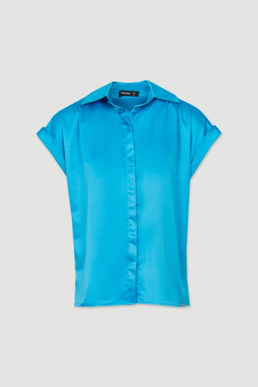 Chemise en satin  manches courtes
