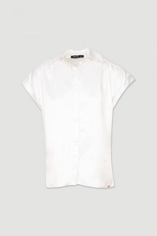 Camisa satinada manga corta