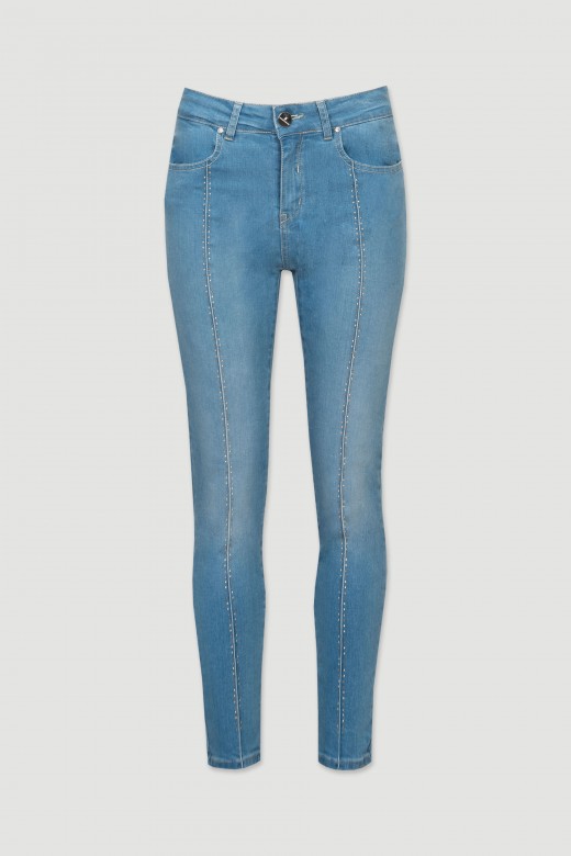 Pintuck skinny jeans