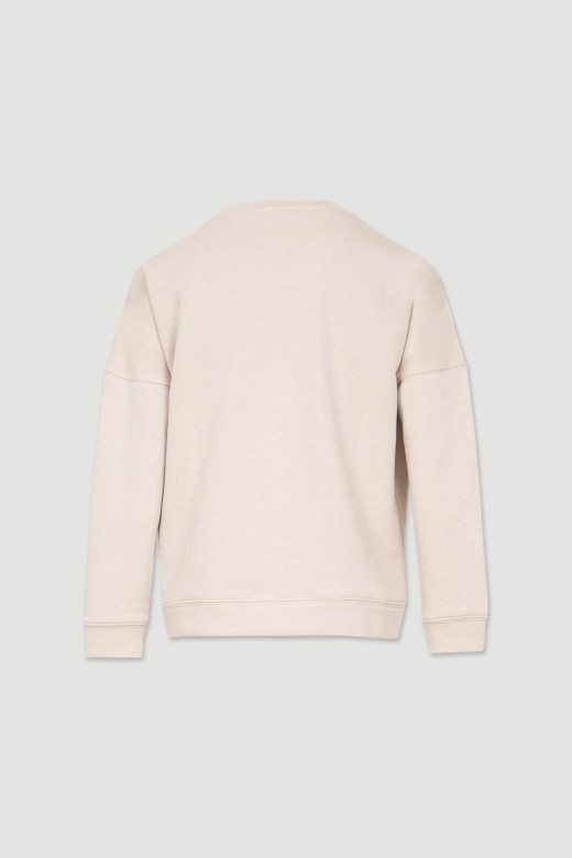 Pull en coton logo imprim avec strass et reliefs