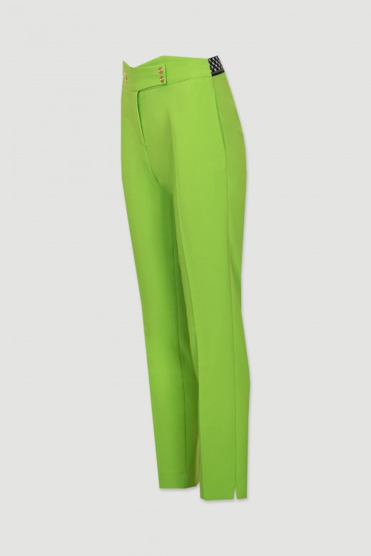 Classic pants with buttons elastic waist contrasting logo