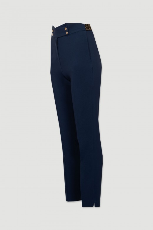 Pantalón clásico con botones cintura elástica logo a contraste