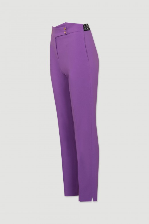 Classic pants with buttons elastic waist contrasting logo