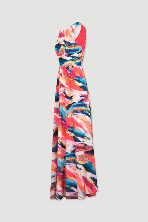 Vestido comprido padrão abstrato Vestido comprido padrão abstrato