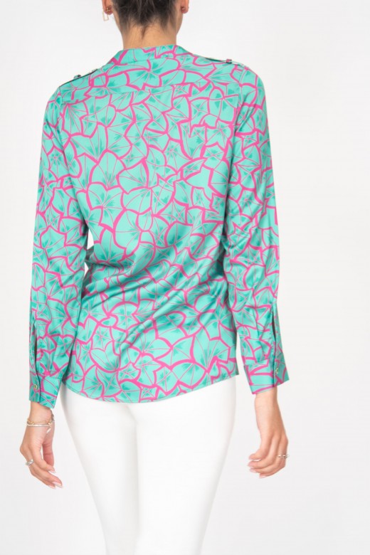 Satin patterned button down shirt
