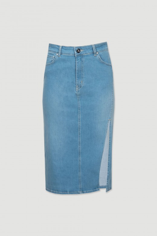 Denim skirt with slit