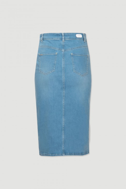Denim skirt with slit