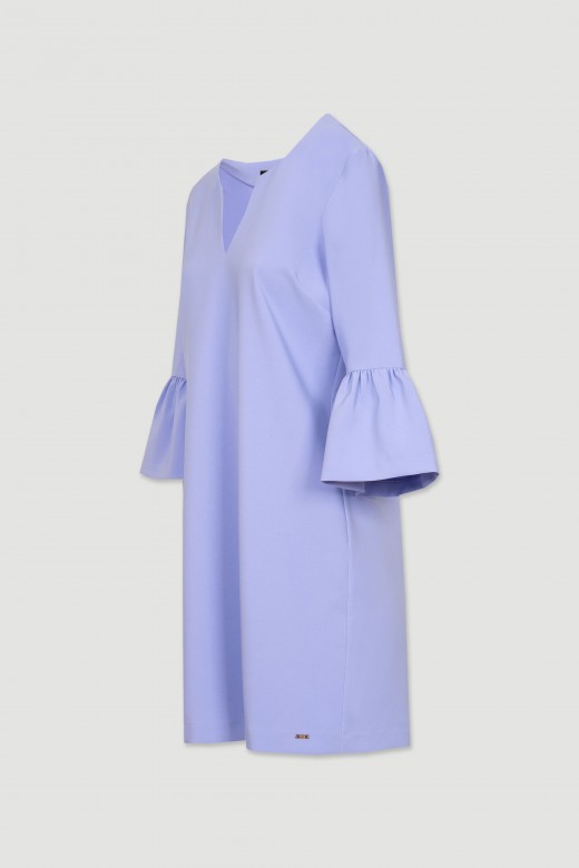 Vestido curto mangas com folho