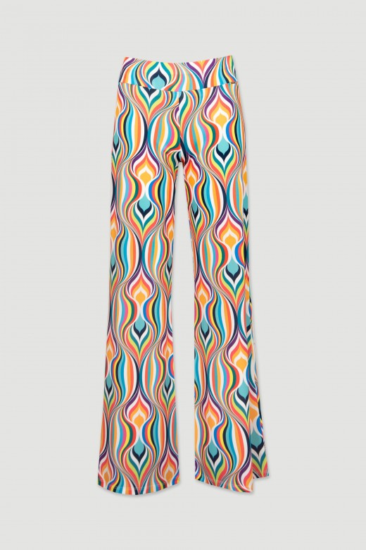 Wide leg patterned pants