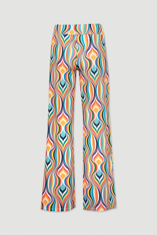 Wide leg patterned pants