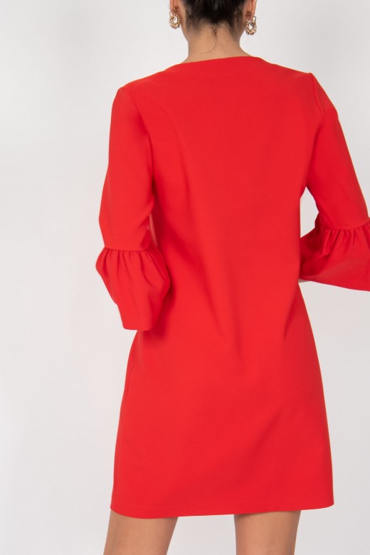 Robe court manches  volants