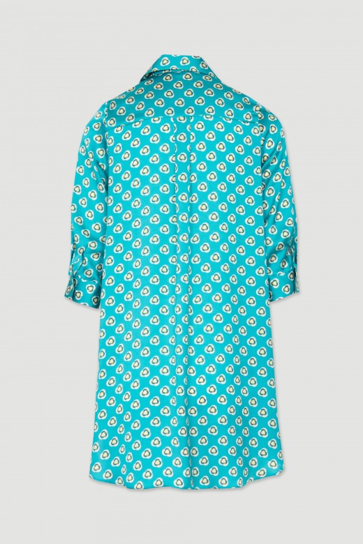 Robe chemise asymétrique en satin imprimé