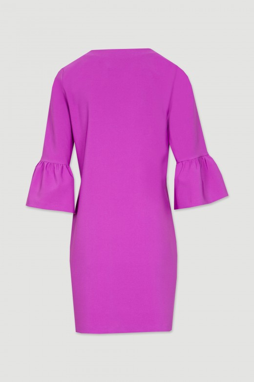 Vestido curto mangas com folho