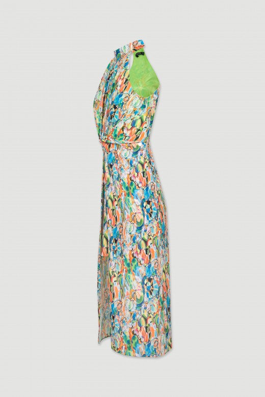 Robe fermeture à l arrière avec nœud motif abstrait Robe fermeture à l arrière avec nœud motif abstrait