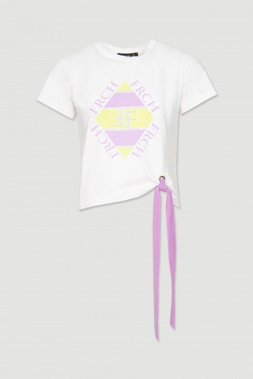 T-shirt with print and bow