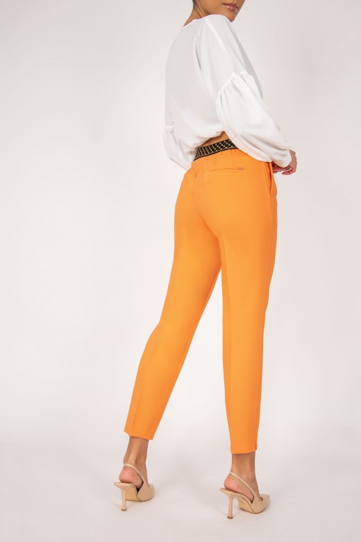 Classic pants with elastic belt