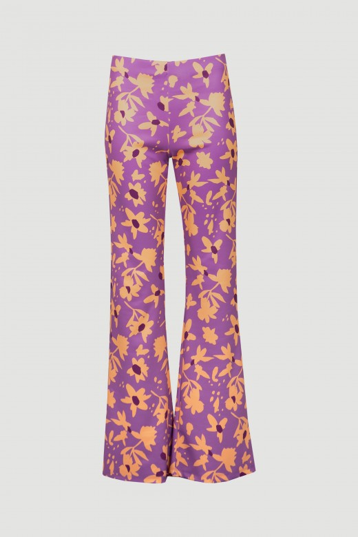 Pantalon large à motif fleuri
