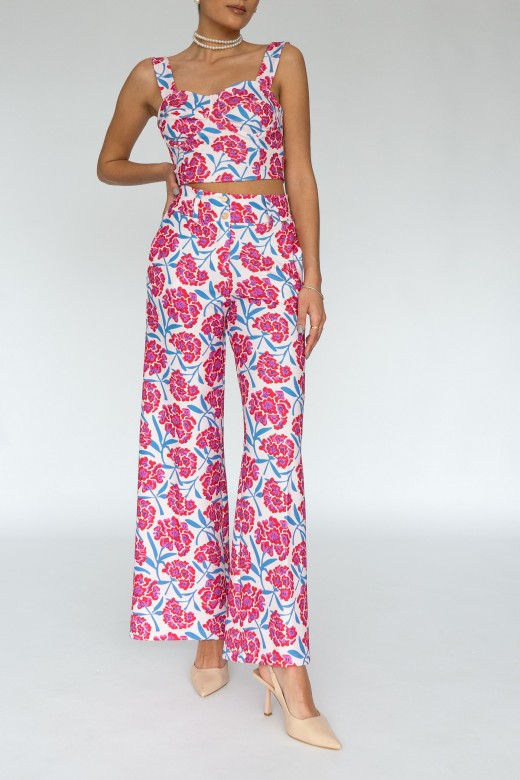 Calças wide leg padrão floral Calças wide leg padrão floral