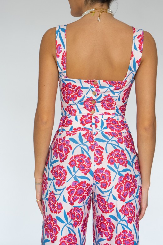 Crop top motif fleuri