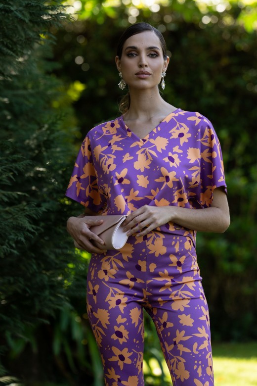 Top court  motif fleuri