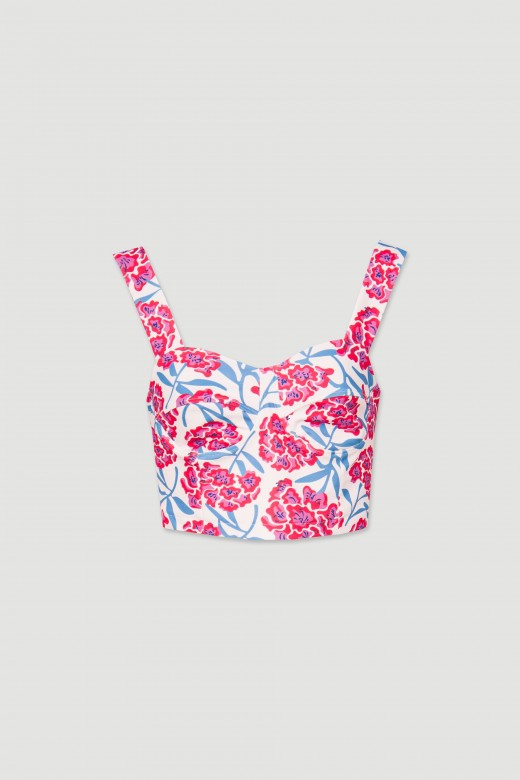 Crop top motif fleuri