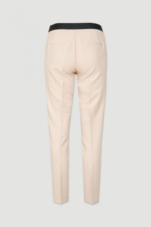 Pantalon classique texturé avec taille élastique