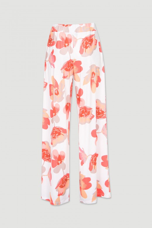 Calas wide leg fluidas padro floral
