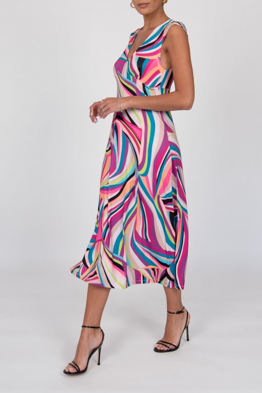 Robe fluide avec motif et dos lacé Robe fluide avec motif et dos lacé