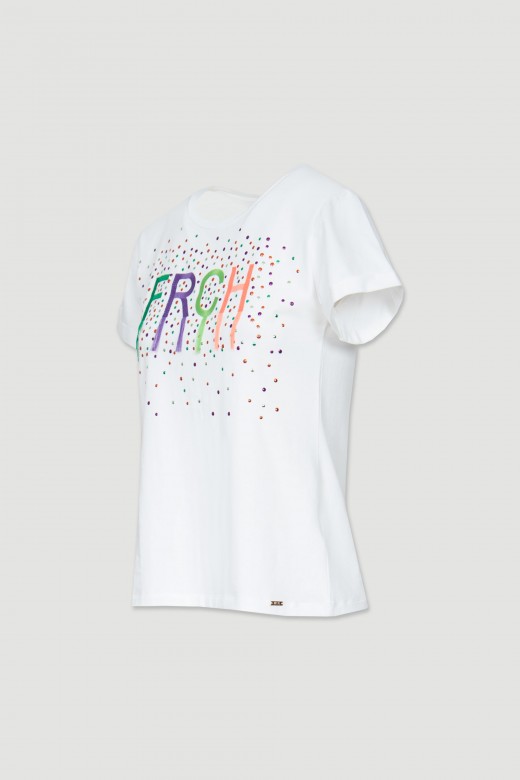 T-shirt en coton avec logo et clous colorés