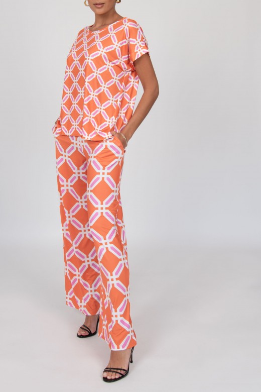 Pantalon large fluide motif géométrique Pantalon large fluide motif géométrique